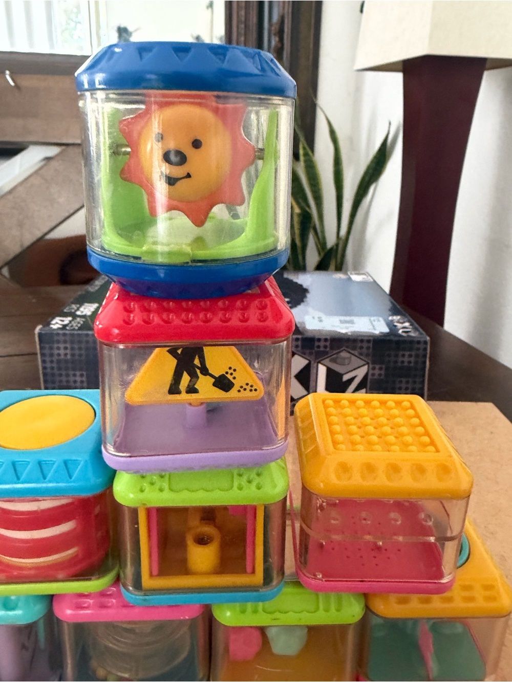 Fisher Price Peek-a-Boo Building Blocks Animals Sensory Play Toys Set Lot Of 9 - Picture 3 of 6